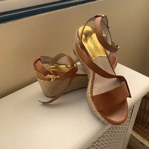 Michael Kors Straw Platform Wedges/Sandals